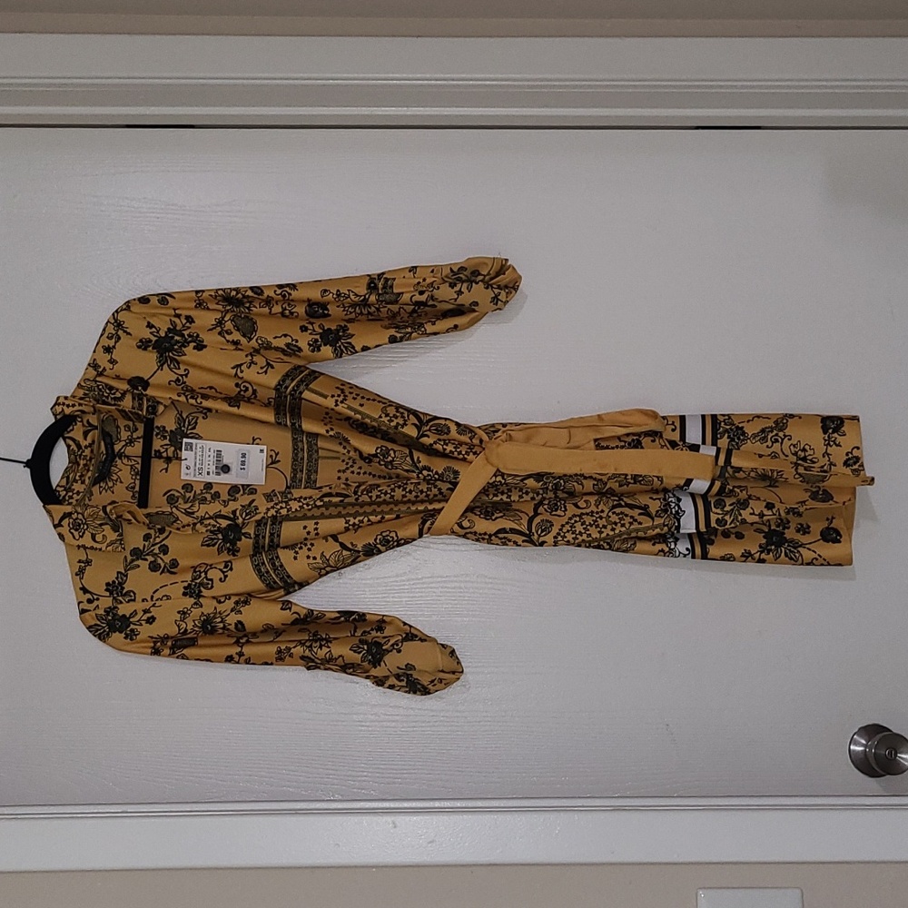 Yellow patterned shirt dress